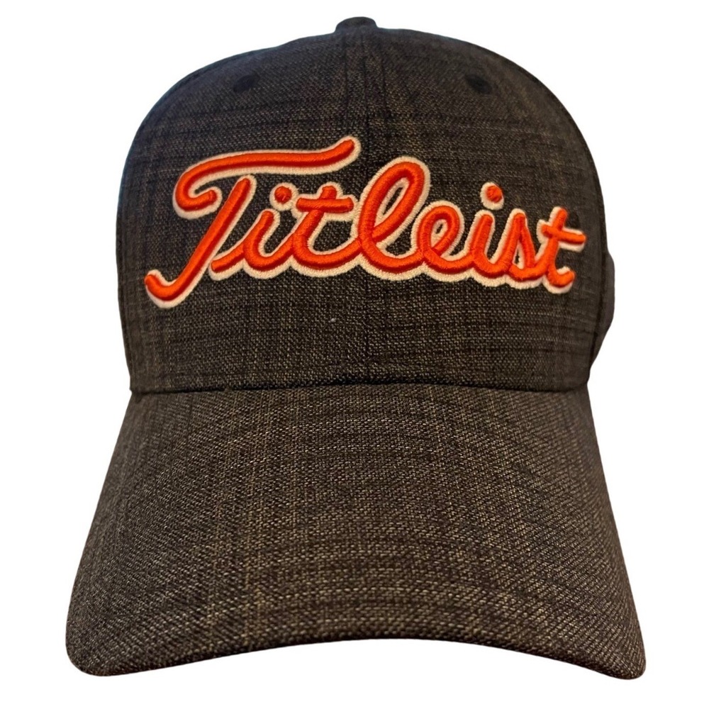 Titleist Grey Golf Hat‎ Stretch Fit Cap Baseball Hat Adjustable Wool Blend Plaid